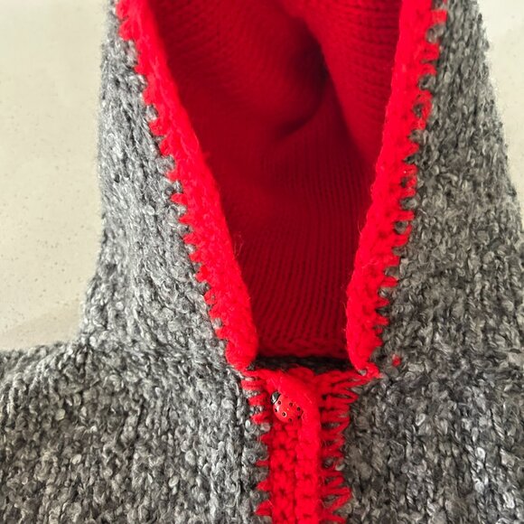 Handmade Toddler Hooded Cardigan Sweater Gray Red Ladybug Details & Buttons 2T - Picture 5 of 5